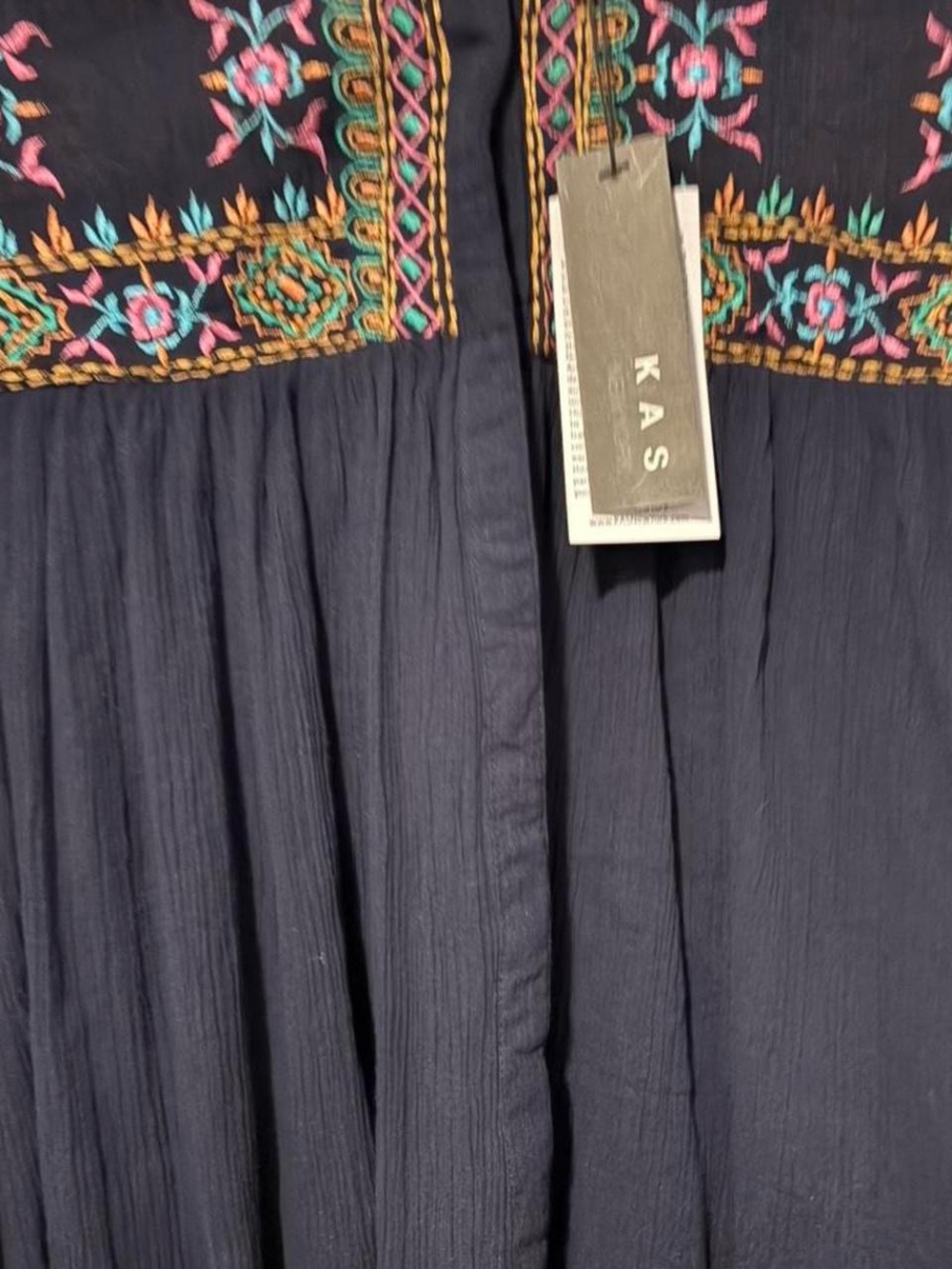 Boho embroidered NWT 100% cotton flared sleeve top xs - Picture 4 of 8